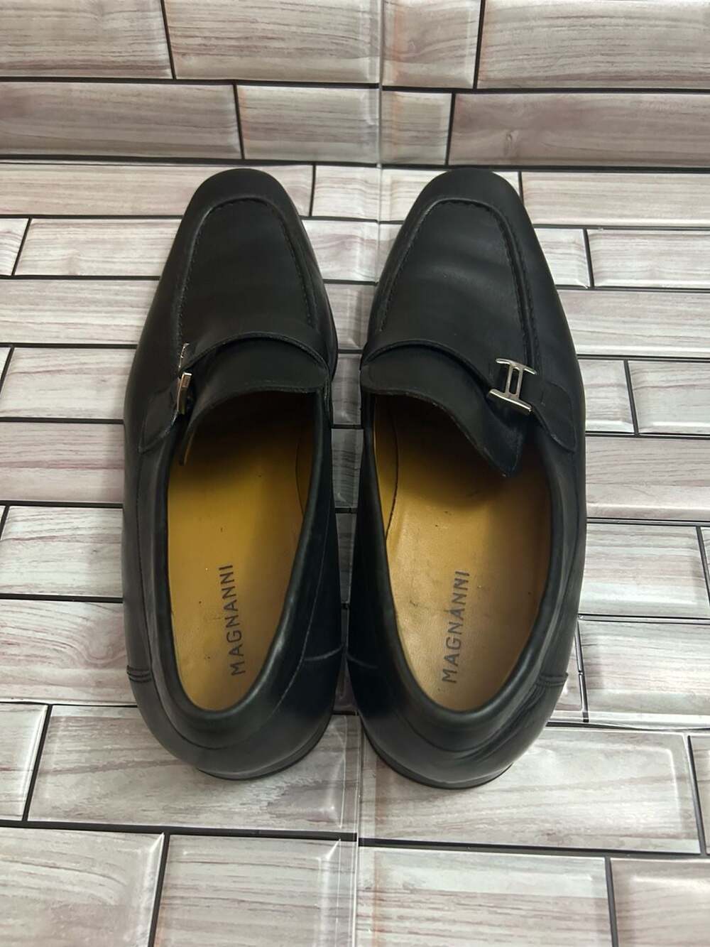 Magnanni Men's Black Leather Bit Loafers